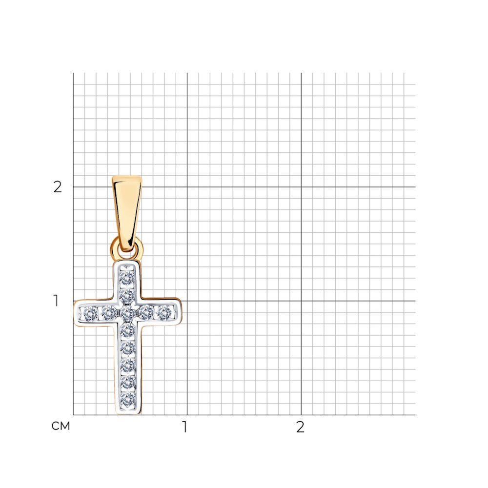 Купить Крест из красного золота с фианитами (41559)