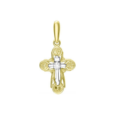 картинка Крест из желтого золота с бриллиантом (41531) 