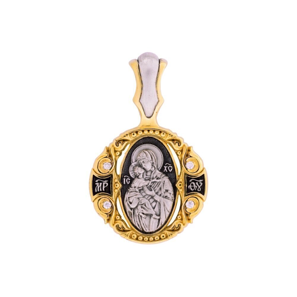 Купить Образ из серебра "Божия Матерь Владимирская" с фианитами (59333)