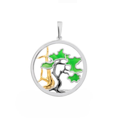 картинка Подвеска из серебра "Древо" с витражной эмалью (52950) 