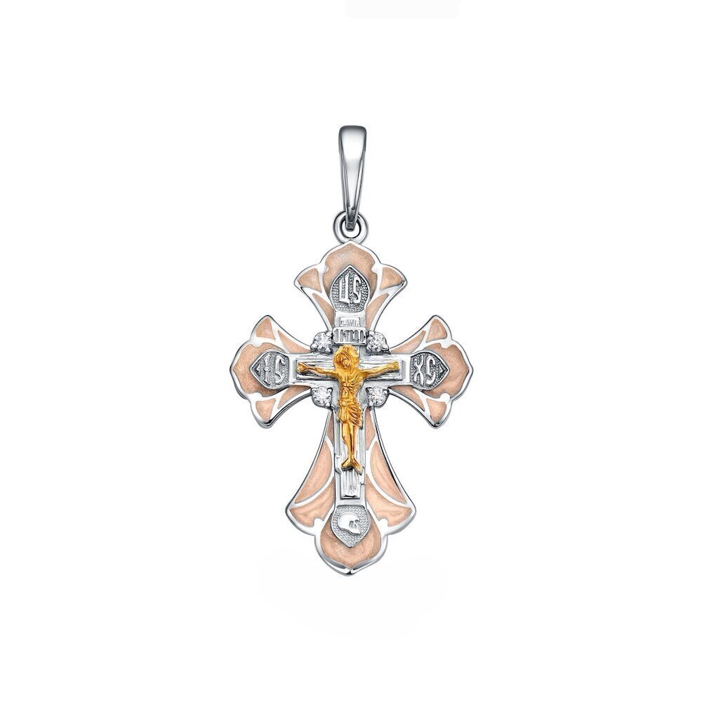 Купить Крест из серебра "Спаси и Сохрани" с фианитами (42975)