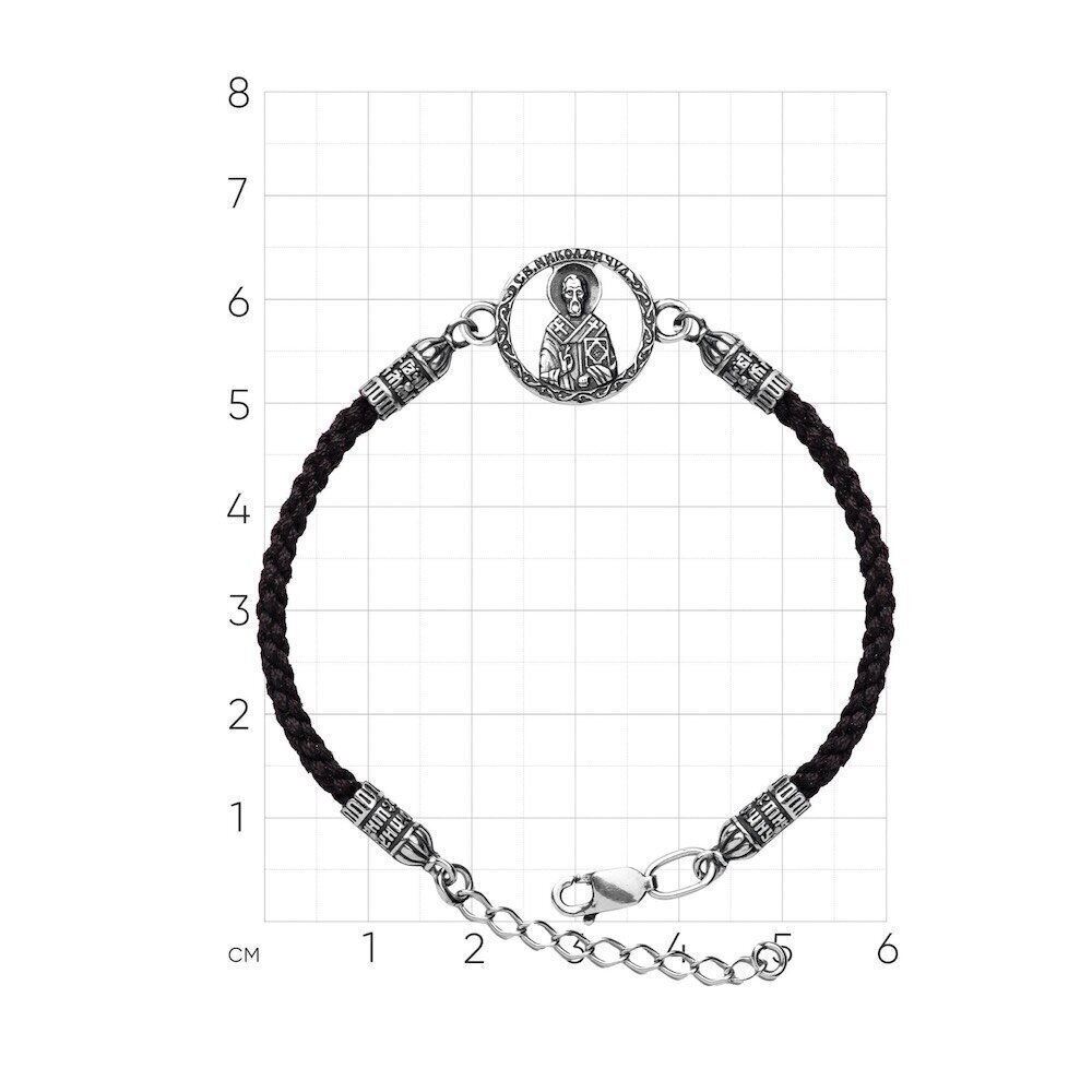Купить Браслет из шнурка и серебра "Святой Николай Чудотворец" (12348)