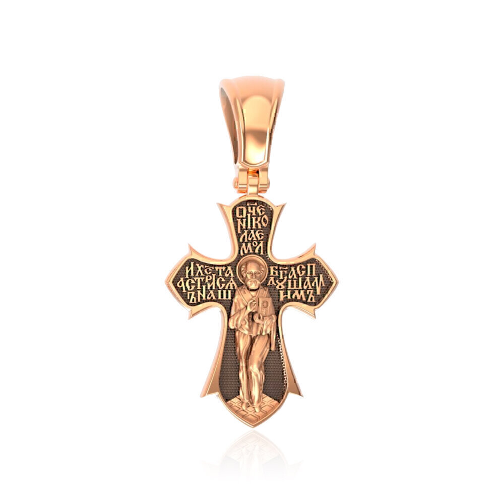 Купить Крест из красного золота "Святой Николай Чудотворец" (2245)