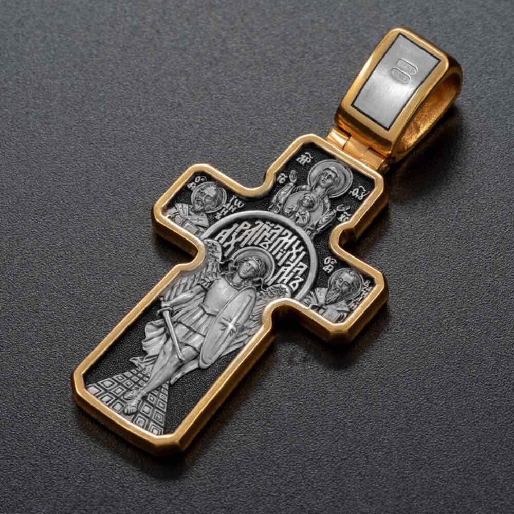 Купить Крест из серебра "Святые покровители" (42885)