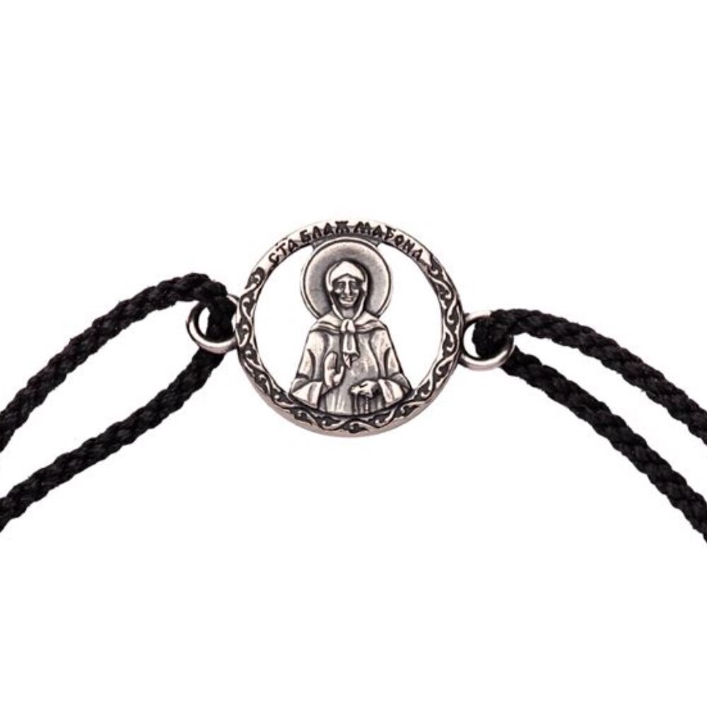 Купить Браслет из шнурка и серебра "Святая Матрона Московская" (12345)