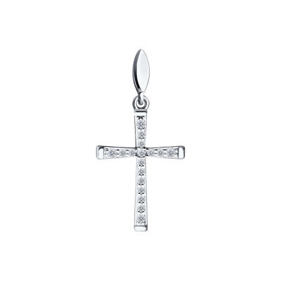 картинка Крест из белого золота с фианитами (41556) 