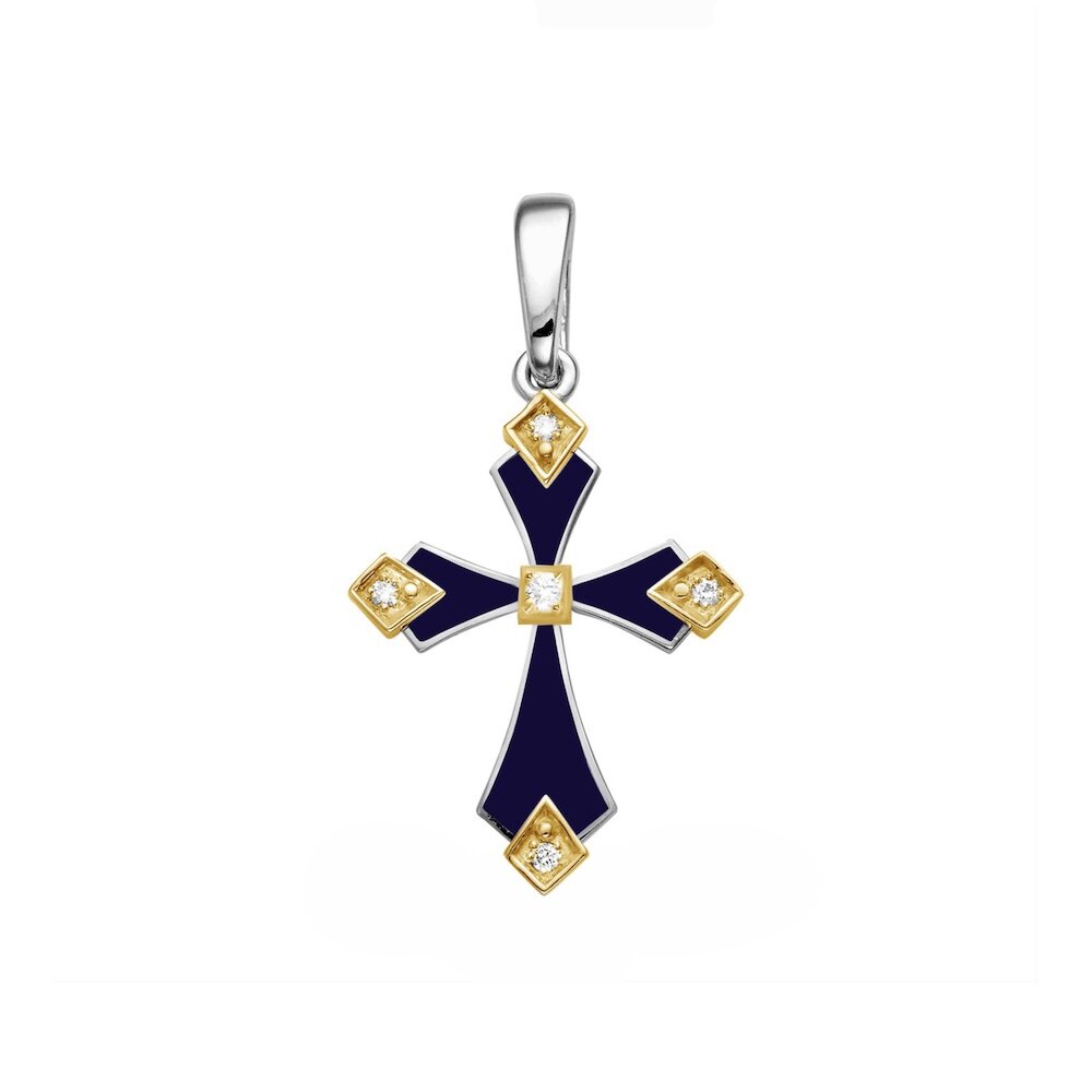 Купить Крест из серебра с эмалью и фианитами (42972)