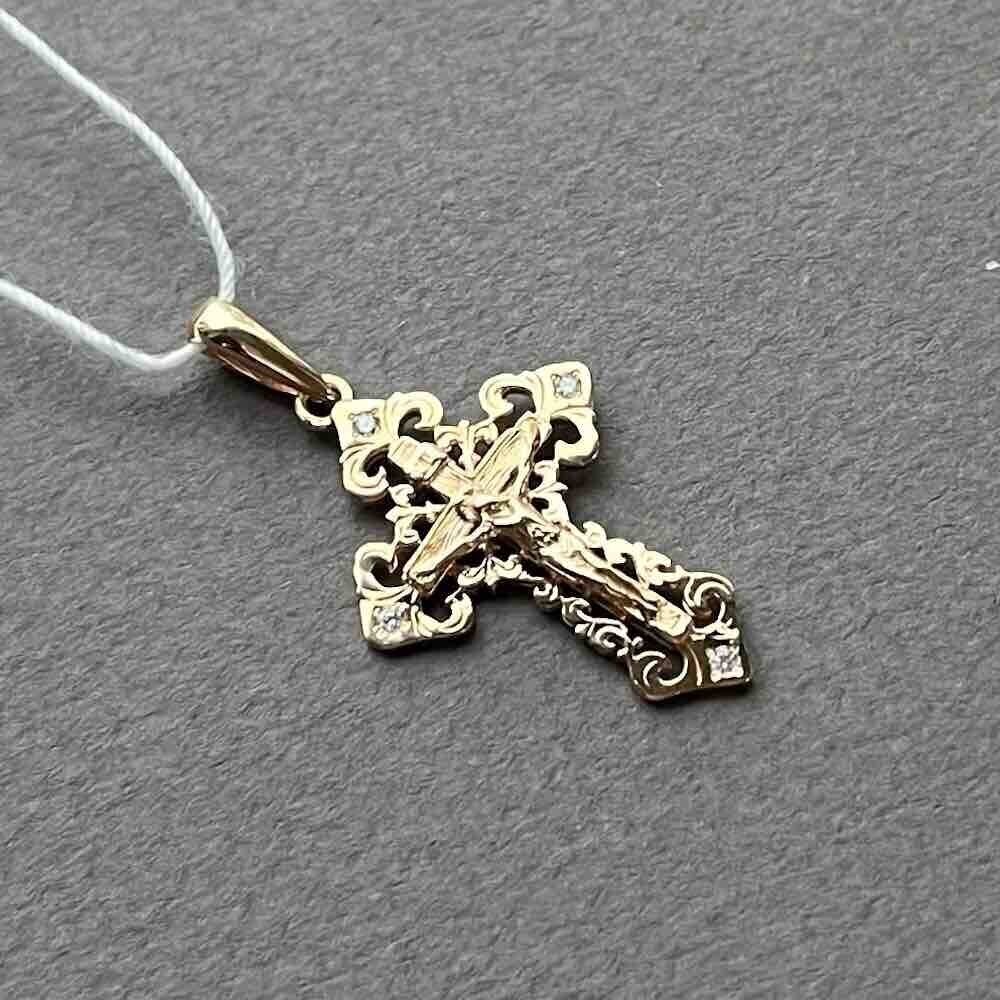 Купить Крест из красного золота "Спаси и Сохрани" с фианитами (41140)