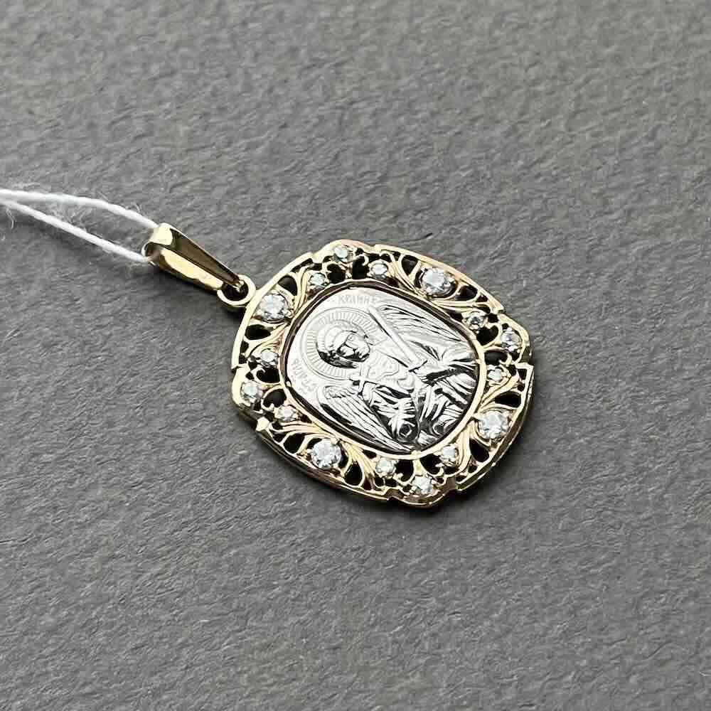 Купить Образ из красного золота "Ангел Хранитель" с цирконами (51037)