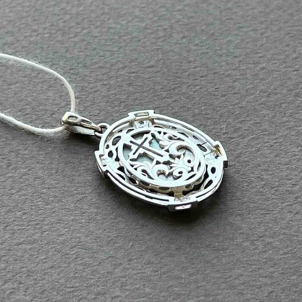 Купить Образ из серебра "Божия Матерь Владимирская" с сапфирами (52762)