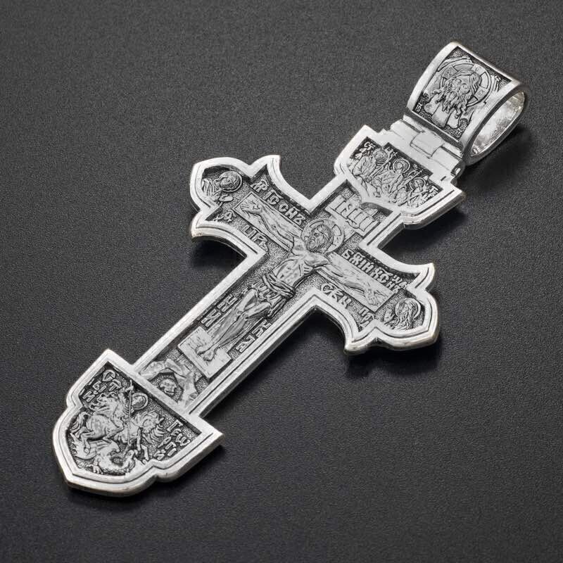Купить Крест из серебра "Да воскреснет Бог" (42824)