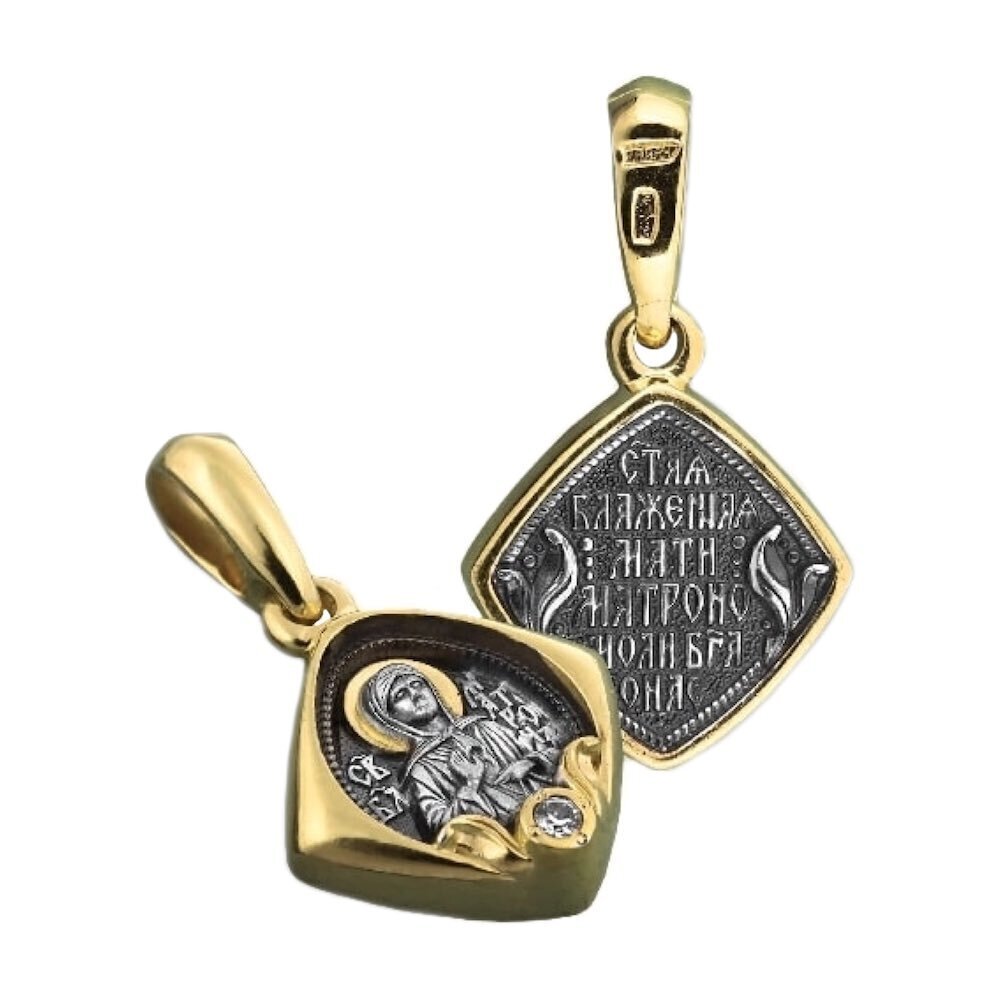 Купить Образ из серебра "Святая Матрона Московская" с фианитом (52587)