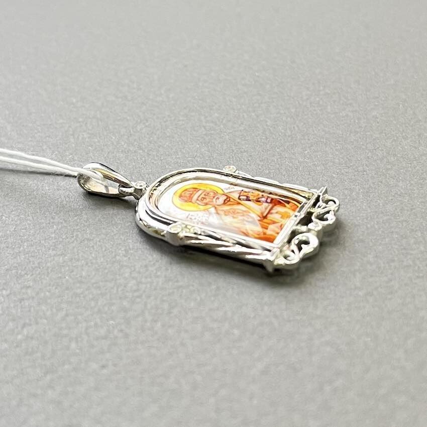 Купить Образ из белого золота "Святой Николай Чудотворец" с бриллиантами (51067)