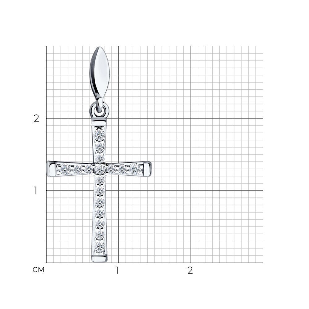 Купить Крест из белого золота с фианитами (41556)