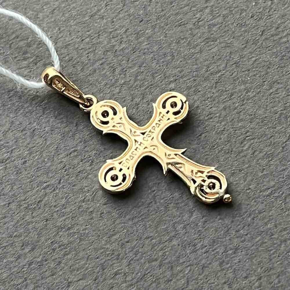 Купить Крест из красного золота "Спаси и Сохрани" с фианитами (41390)