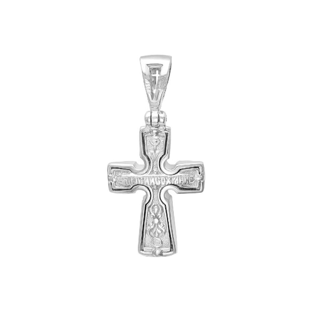 Купить Крест из белого золота "Спаси и Сохрани" с бриллиантами (41344)