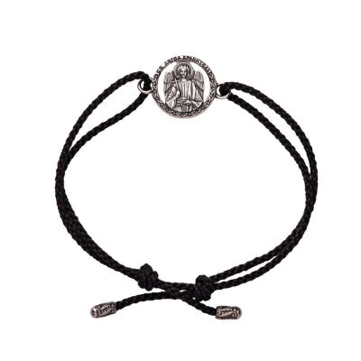 картинка Браслет из шнурка и серебра "Ангел Хранитель" (12266) 