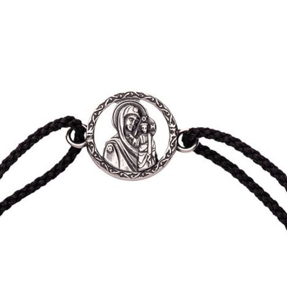 Купить Браслет из шнурка и серебра "Божия Матерь Казанская" (12265)