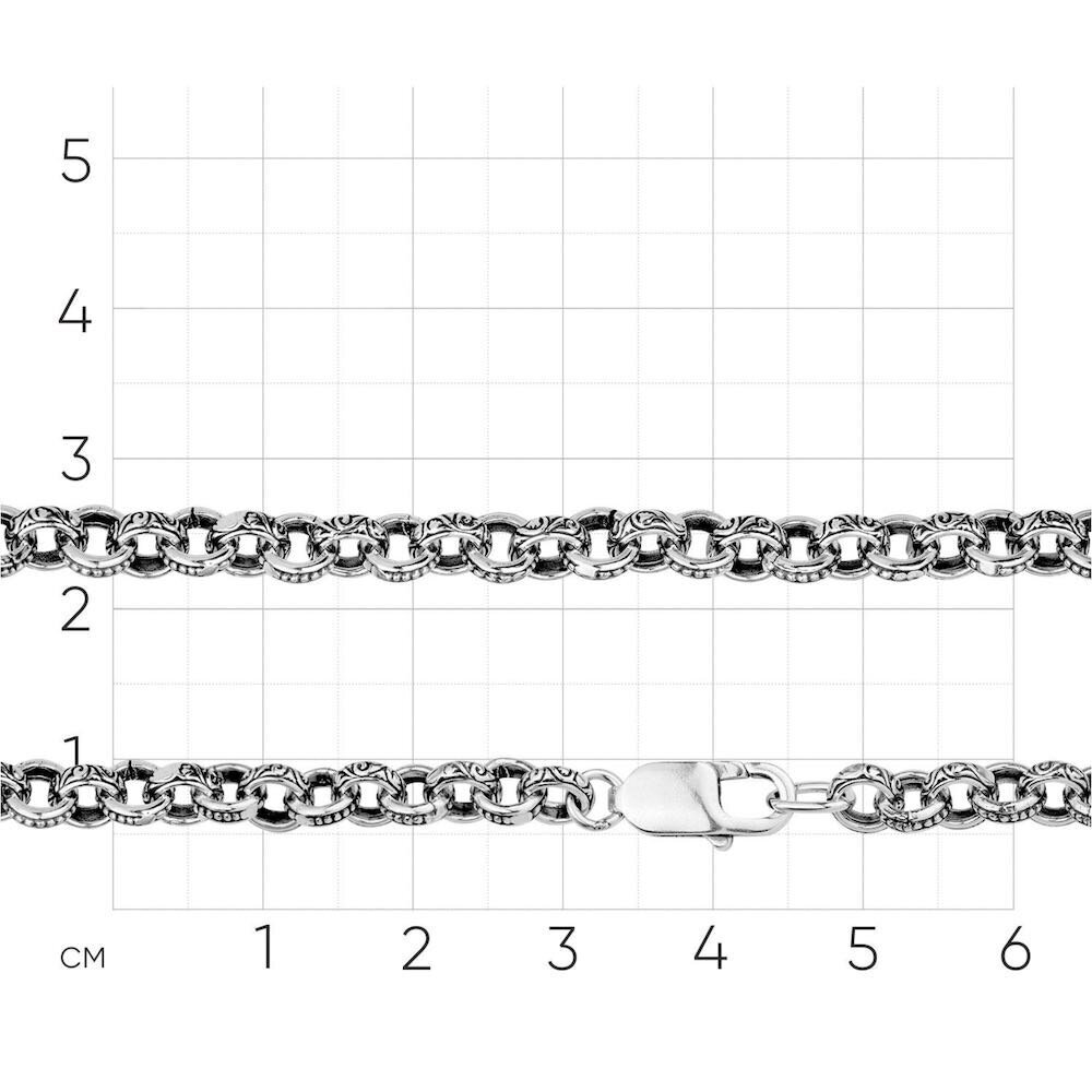 Купить Браслет литой из серебра с узорами на звенья (12429)