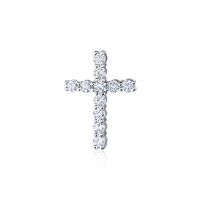 картинка Крест из белого золота с бриллиантами (21407) 