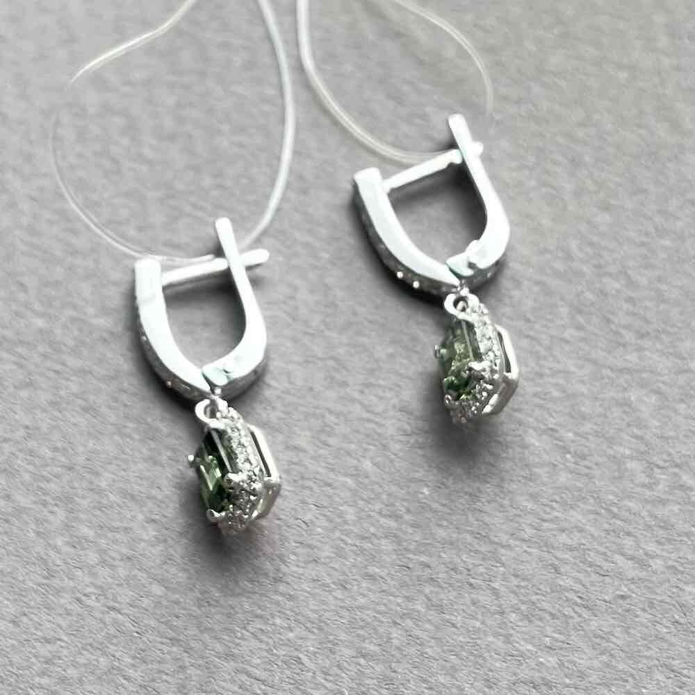 Купить Серьги из белого золота с турмалином и бриллиантами (71021)