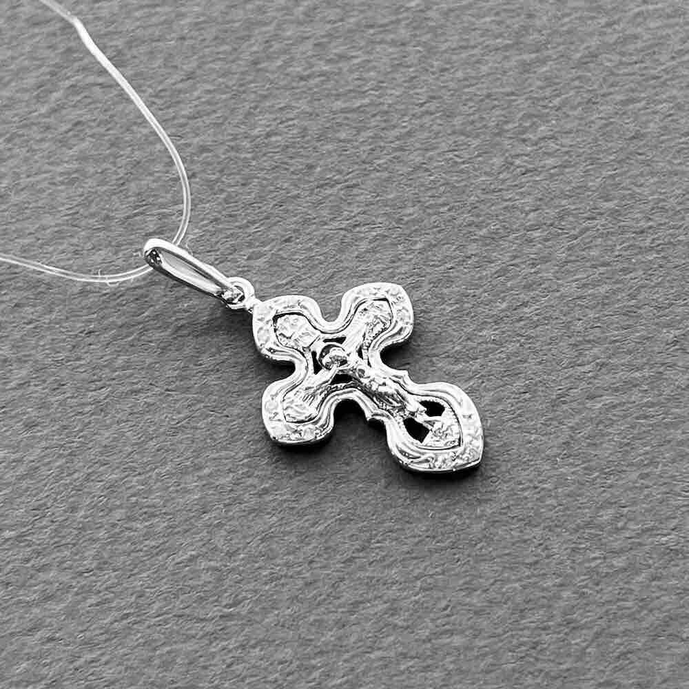 Купить Крест из белого золота "Спаси и Сохрани" с бриллиантами (41537)