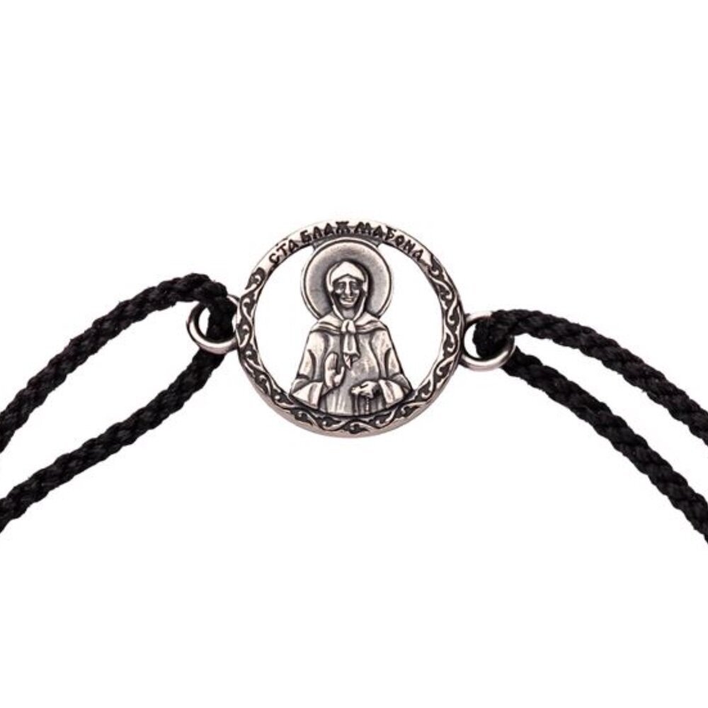 Купить Браслет из шнурка и серебра "Святая Матрона Московская" (12345)