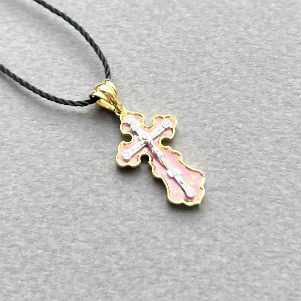 Купить Крест из желтого золота "Спаси и Сохрани" с бриллиантами (41368)