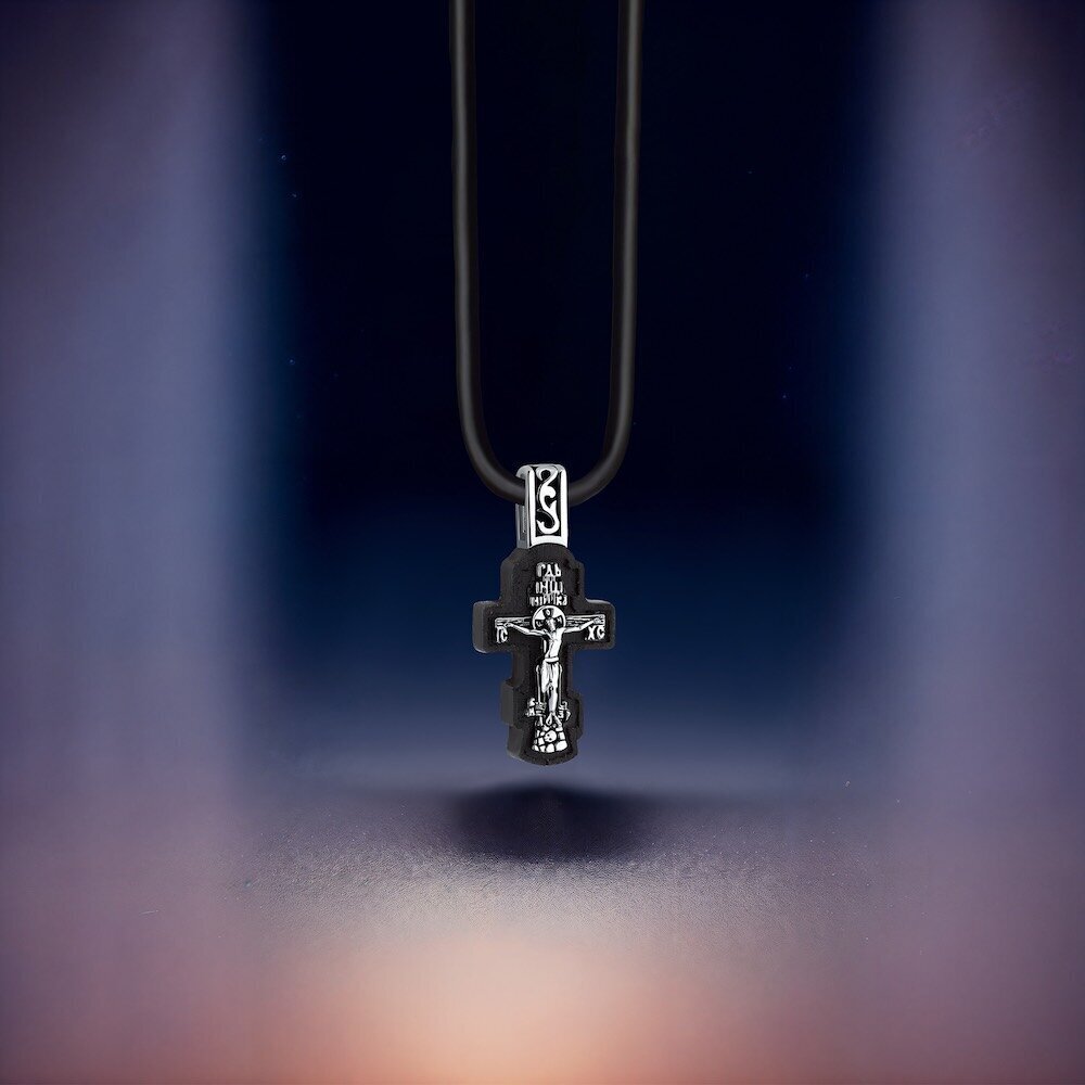 Купить Крест из дерева граб и серебра "Спаси и Сохрани" (42751)