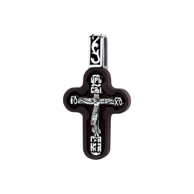 картинка Крест из дерева граб и серебра "Спаси и Сохрани" (42668) 