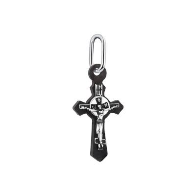 картинка Крест из серебра и дерева граб "Распятие Христа" (42691) 