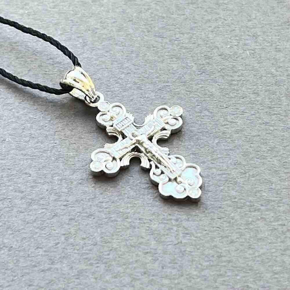 Купить Крест из белого золота "Спаси и Сохрани" с бриллиантами (41479)