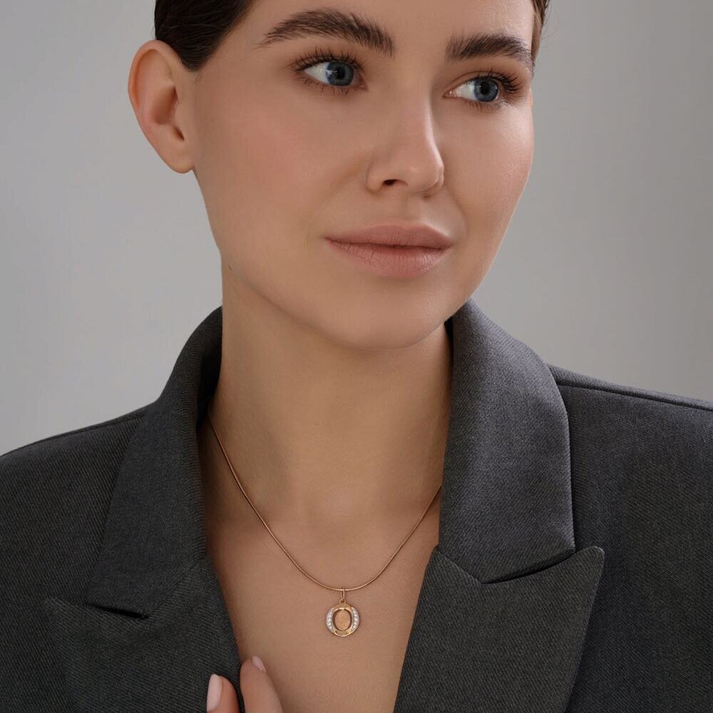 Купить Образ из красного золота "Божия Матерь Семистрельная" с фианитами (51099)