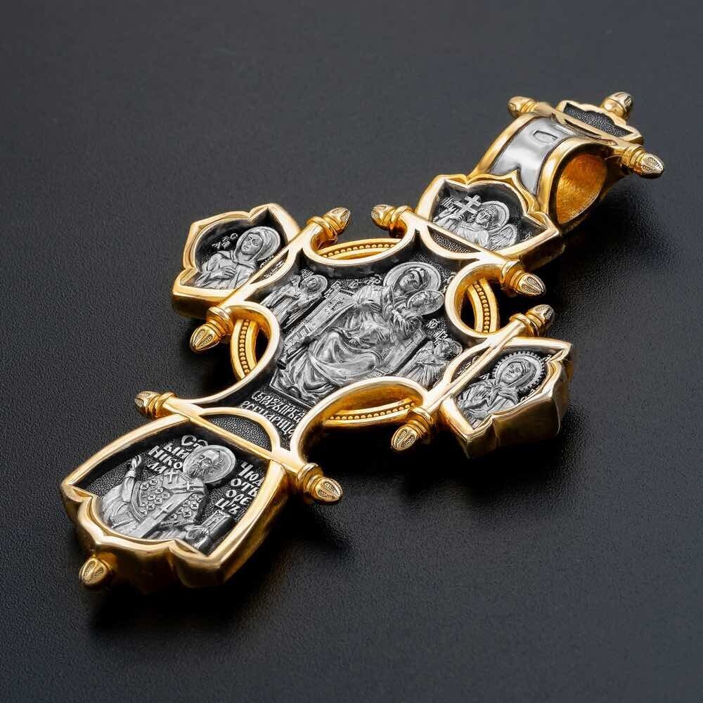 Купить Крест из серебра "Святые покровители" (42820)