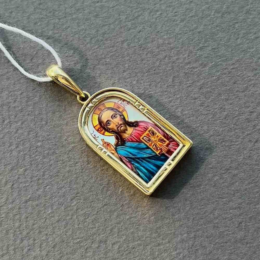 Купить Образ из красного золота "Спаситель" с перламутром (51114)