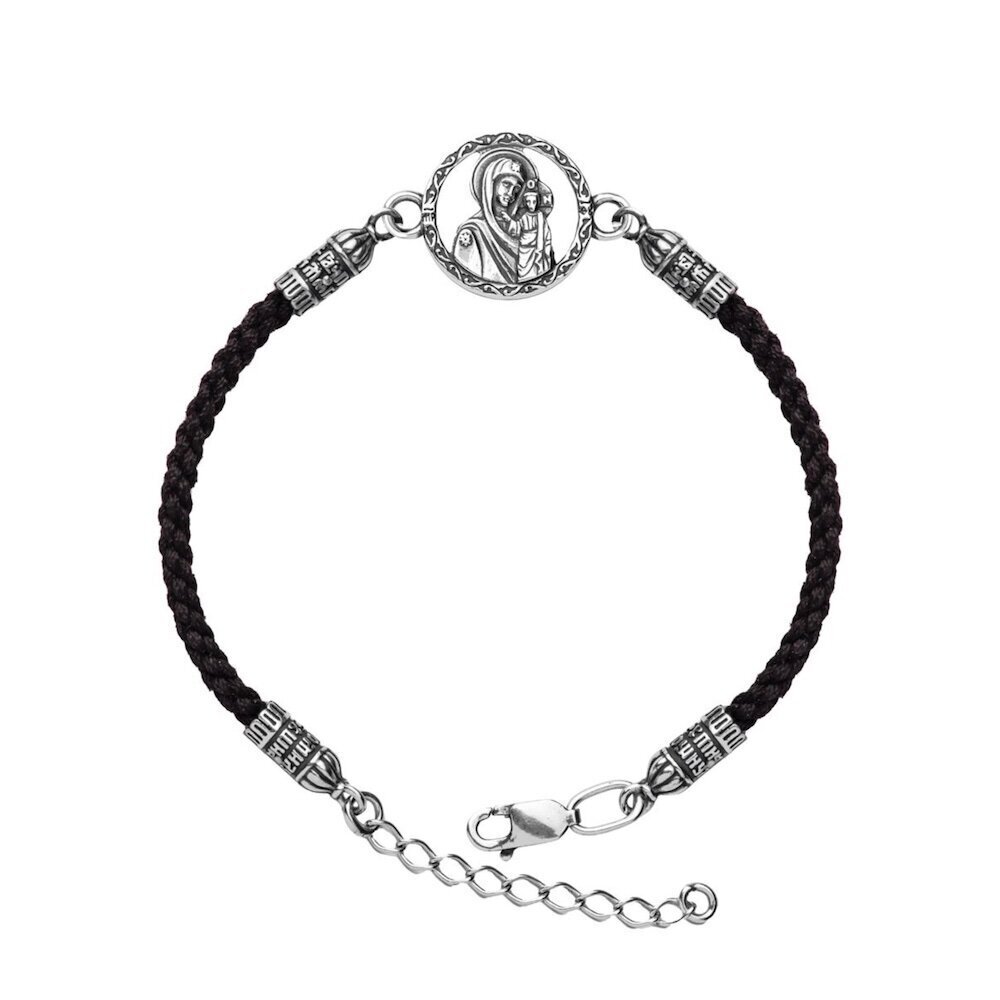 Купить Браслет из шнурка и серебра "Божия Матерь Казанская" (12430)