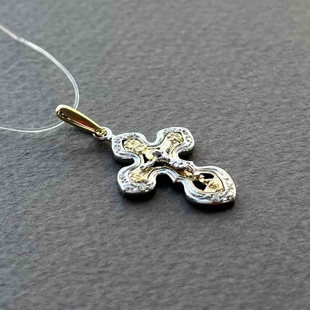 Купить Крест из желтого золота "Спаси и Сохрани" с бриллиантами (41533)