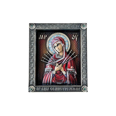 картинка Икона резная "Божия Матерь Семистрельная" (21016) 