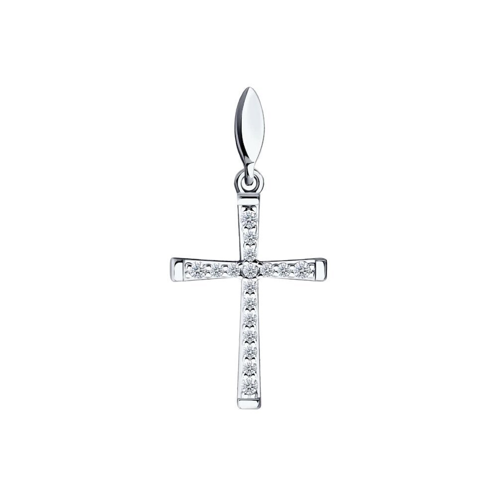 Купить Крест из белого золота с фианитами (41556)