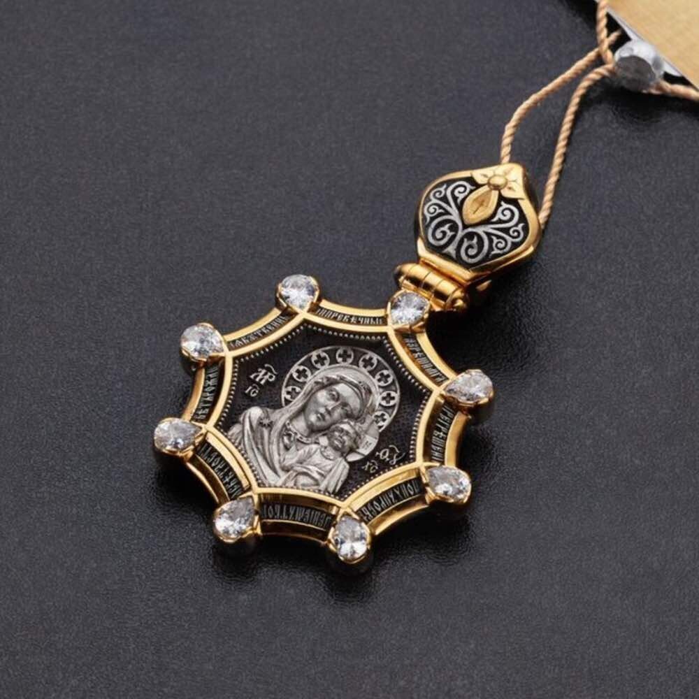 Купить Образ из серебра "Божия Матерь Казанская" с фианитами (59273)