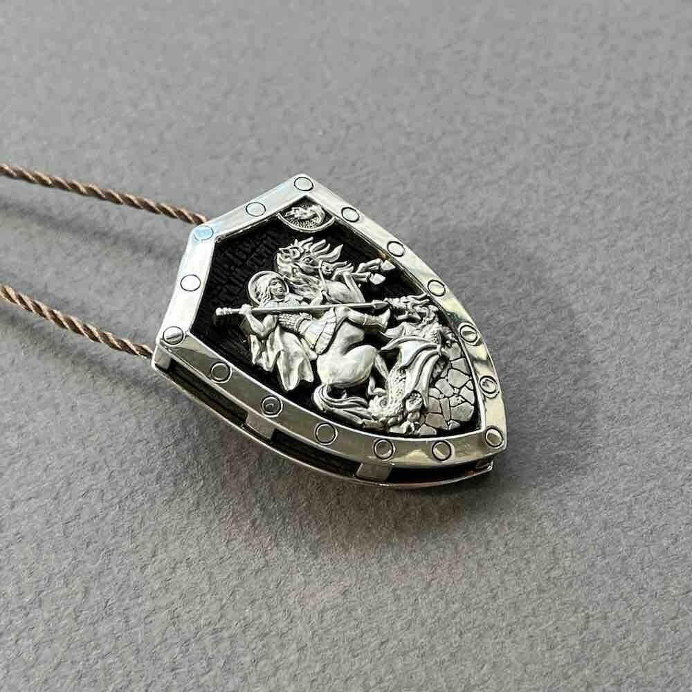 Купить Образ из белого золота "Святой Георгий Победоносец" (51004)