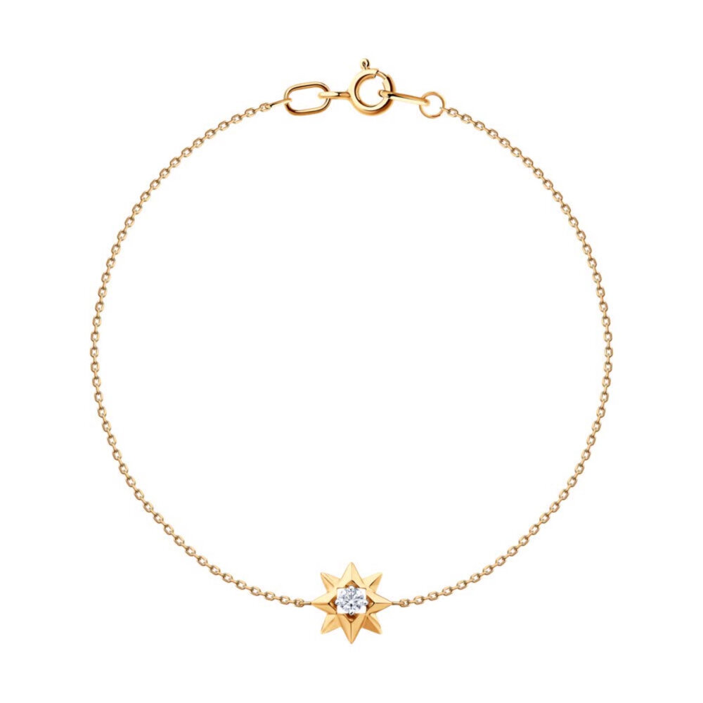 Купить Браслет из красного золота "Вифлеемская звезда" с фианитом (11012)