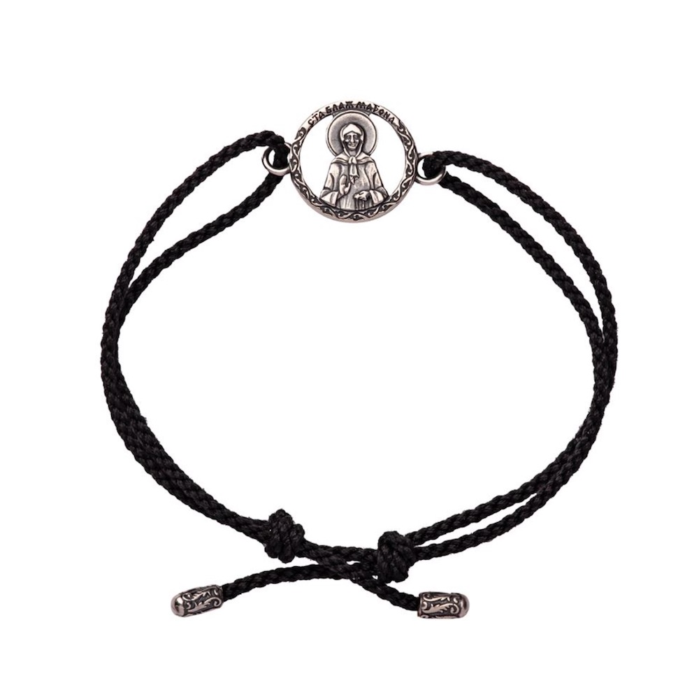 Купить Браслет из шнурка и серебра "Святая Матрона Московская" (12442)