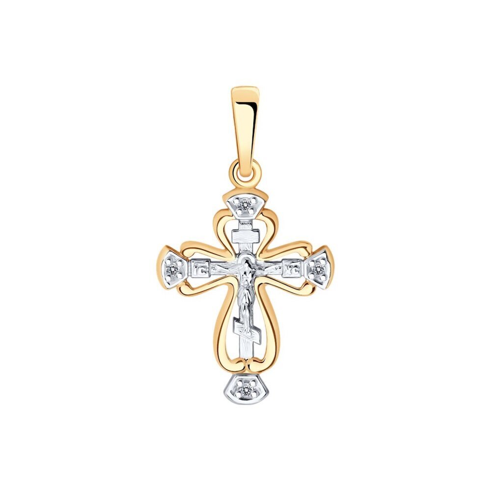 Купить Крест из красного золота "Спаси и Сохрани" с фианитами (41569)