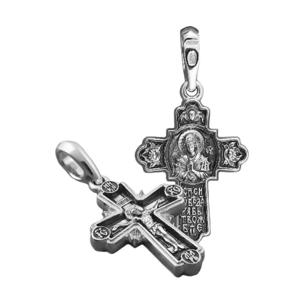 Купить Крест из серебра "Божия Матерь Семистрельная" (42200)