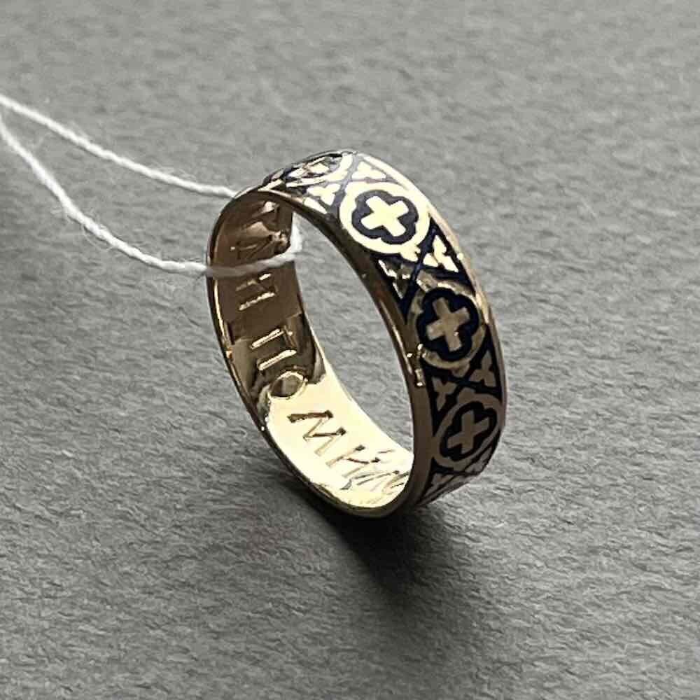 Купить Кольцо из красного золота "Господи, помилуй" с эмалью (31032)