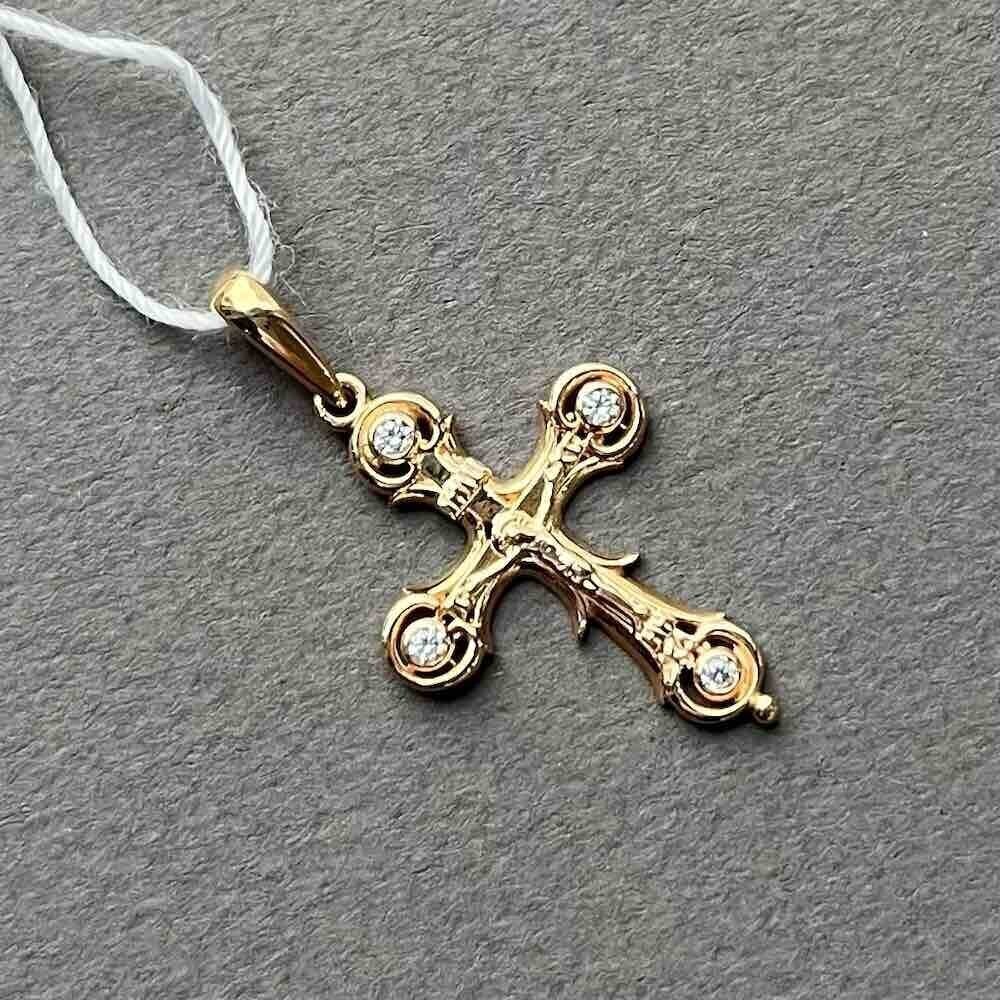 Купить Крест из красного золота "Спаси и Сохрани" с фианитами (41390)