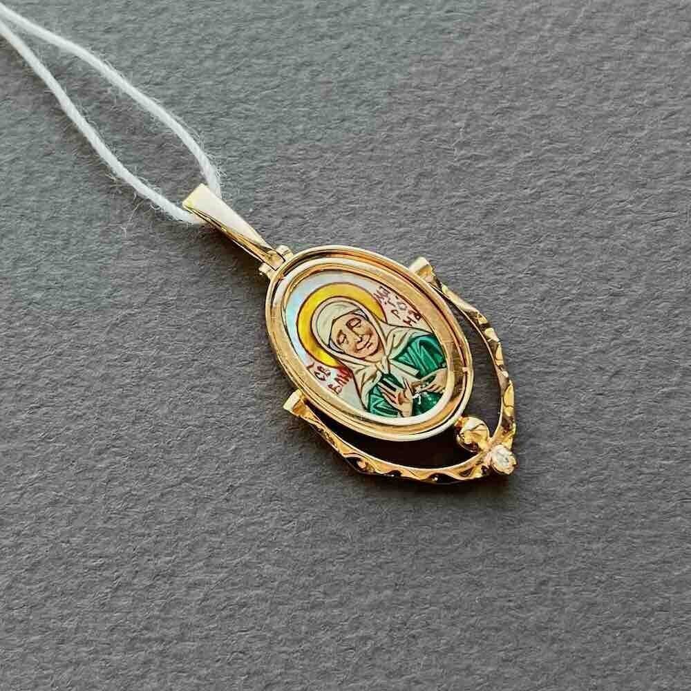 Купить Образ из красного золота "Святая Матрона Московская" с бриллиантом (51054)