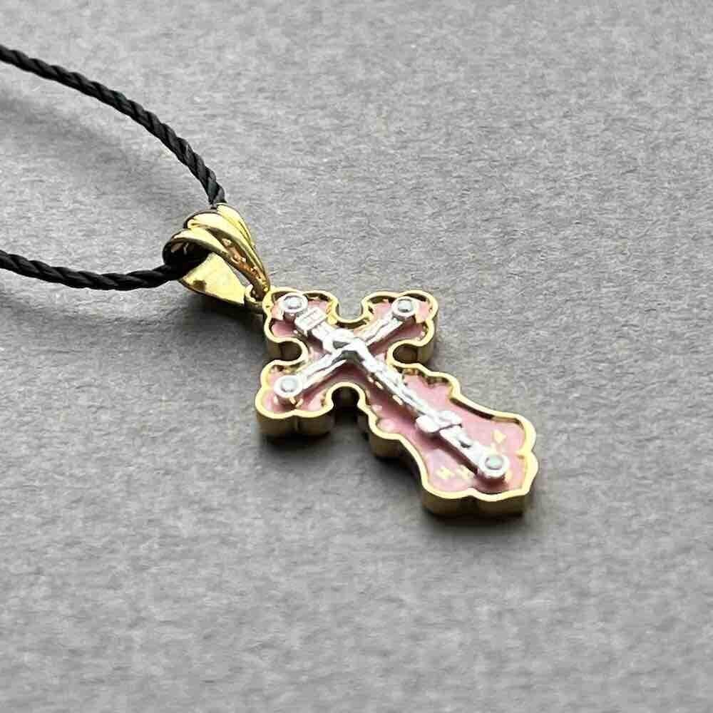 Купить Крест из желтого золота "Спаси и Сохрани" с бриллиантами (41368)