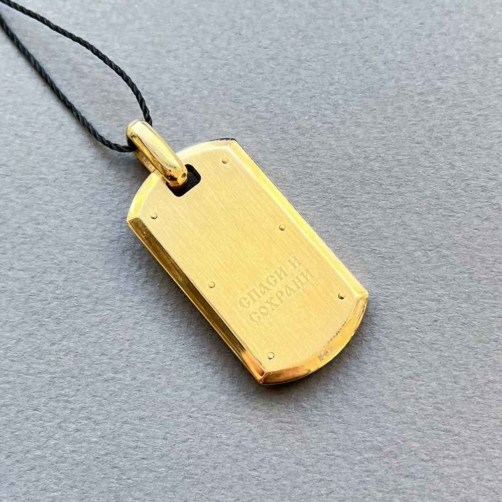 Купить Подвеска жетон из желтого золота "Распятие Христа" с бриллиантами (51044)